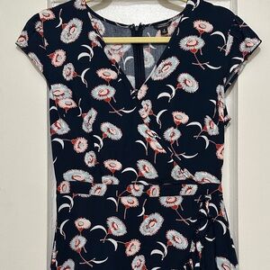 Navy Floral Wrap Dress